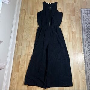 Gap Womens Black Wide Leg Zip Front Lyocell Jumpsuit Size XS